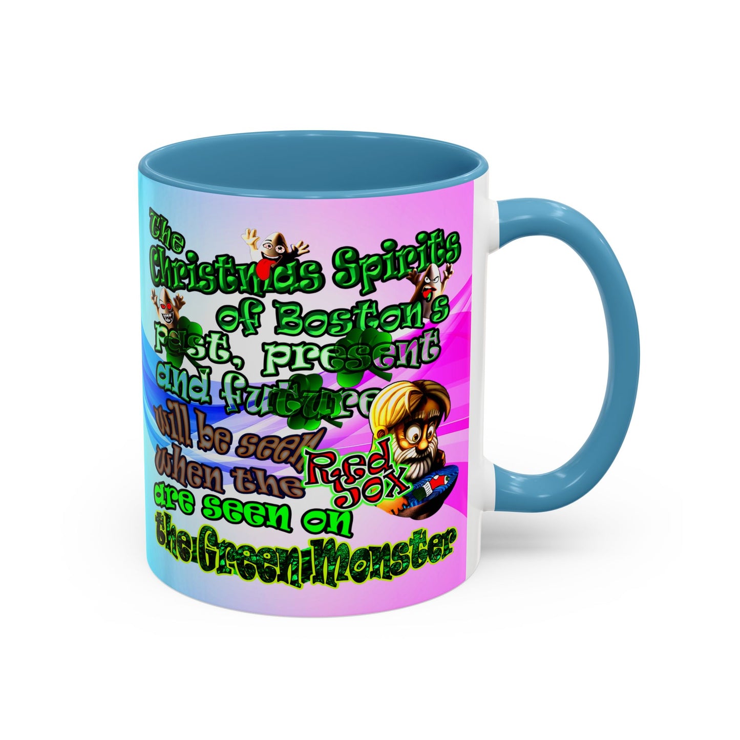christmas spirits of boston - Accent Mug (light blue-pink wave)