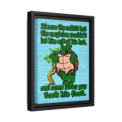 turtle race - framed canvas art (faded blue)