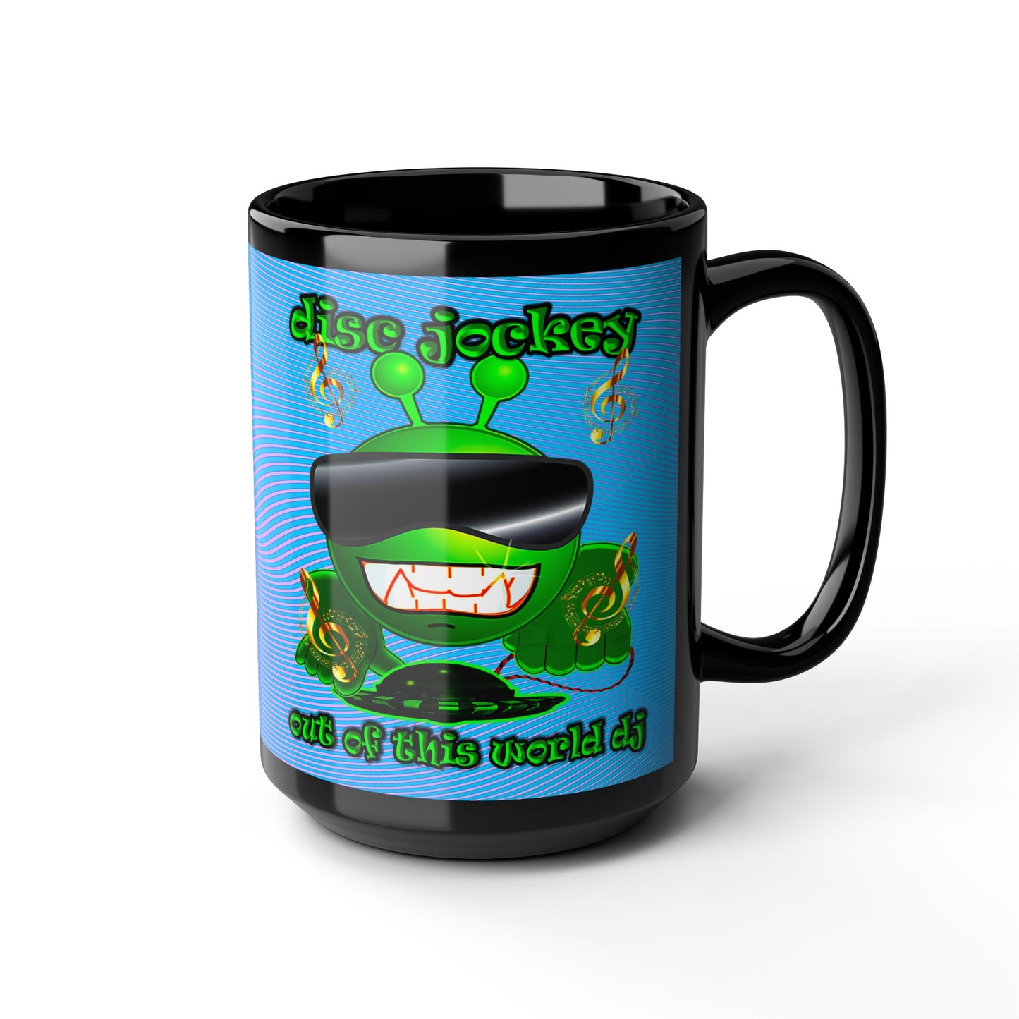disc jockey - Black Mug (light blue-purple wave)