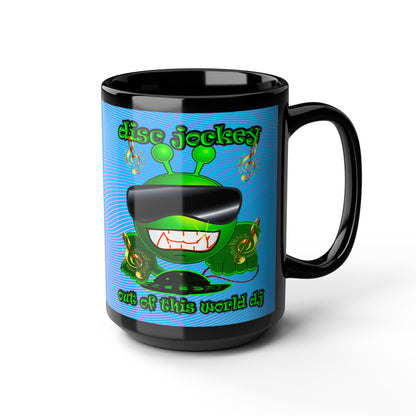 disc jockey - Black Mug (light blue-purple wave)