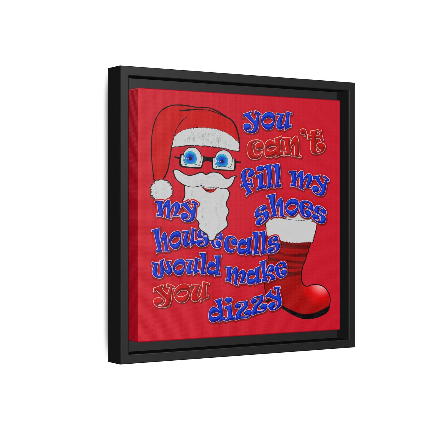santa's shoes - framed canvas art (dark red)