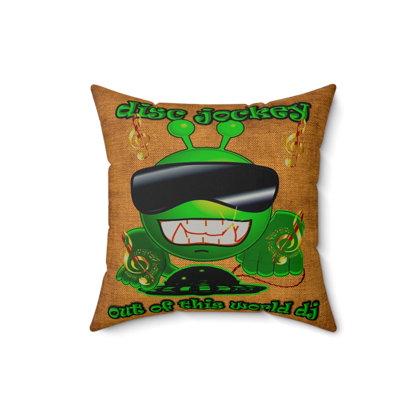 disc jockey - Faux Suede Square Pillow - (dichromatic brown papyrus)