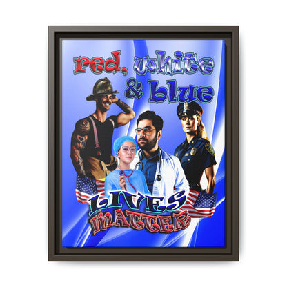 rw&b lives matter - framed canvas art (blue-white wave)