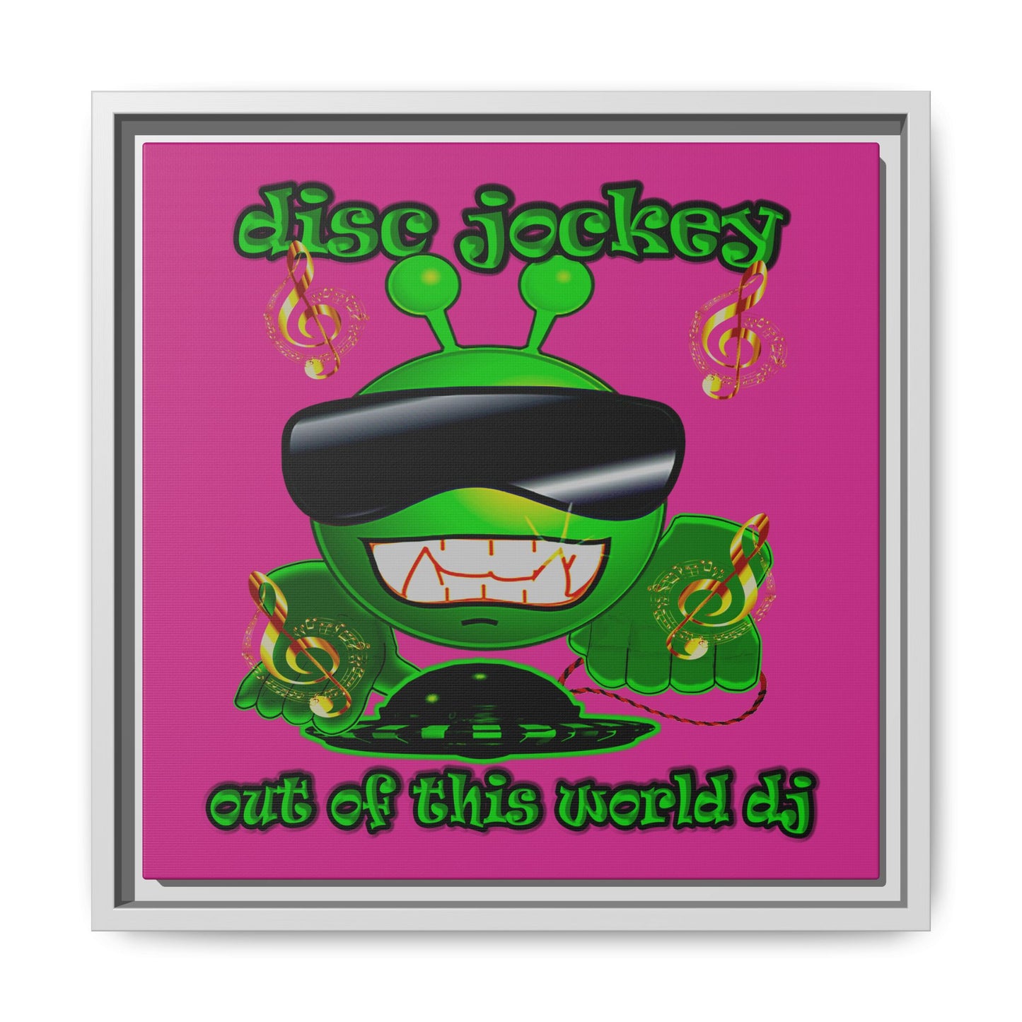 disc jockey - framed canvas art (pink)