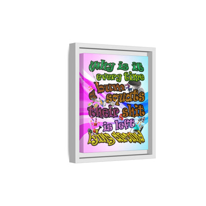 the bum's shit - framed canvas art (light blue-pink wave)