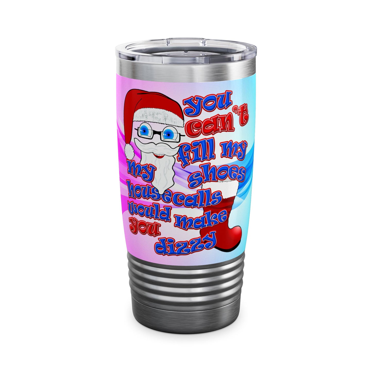 santa's shoes - Ringneck Tumbler, 20oz (light blue-pink wave)