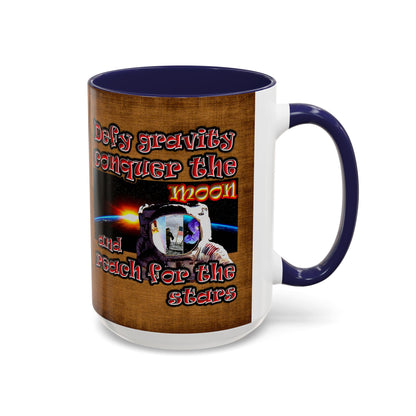defy conquer reach - Accent Mug (brown papyrus)