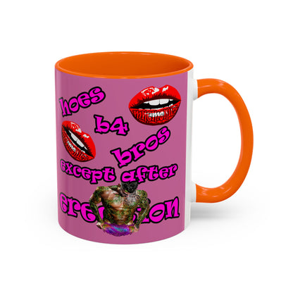 hoes b4 bros - Accent Mug (light pink)