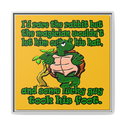 turtle race - framed canvas art (yellow)