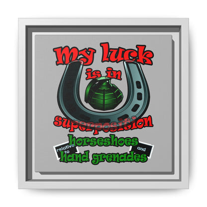my luck - framed canvas art (light grey)