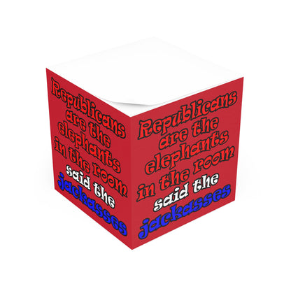 donkeys and elephants - note cube (dark red)