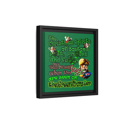 christmas spirits of boston - framed canvas art (dark green)