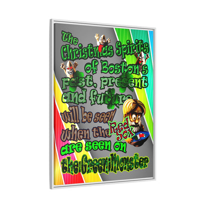 christmas spirits of boston - framed canvas art (rainbow split)