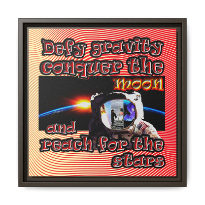 defy conquer reach - framed canvas art (yellow-orange wave)