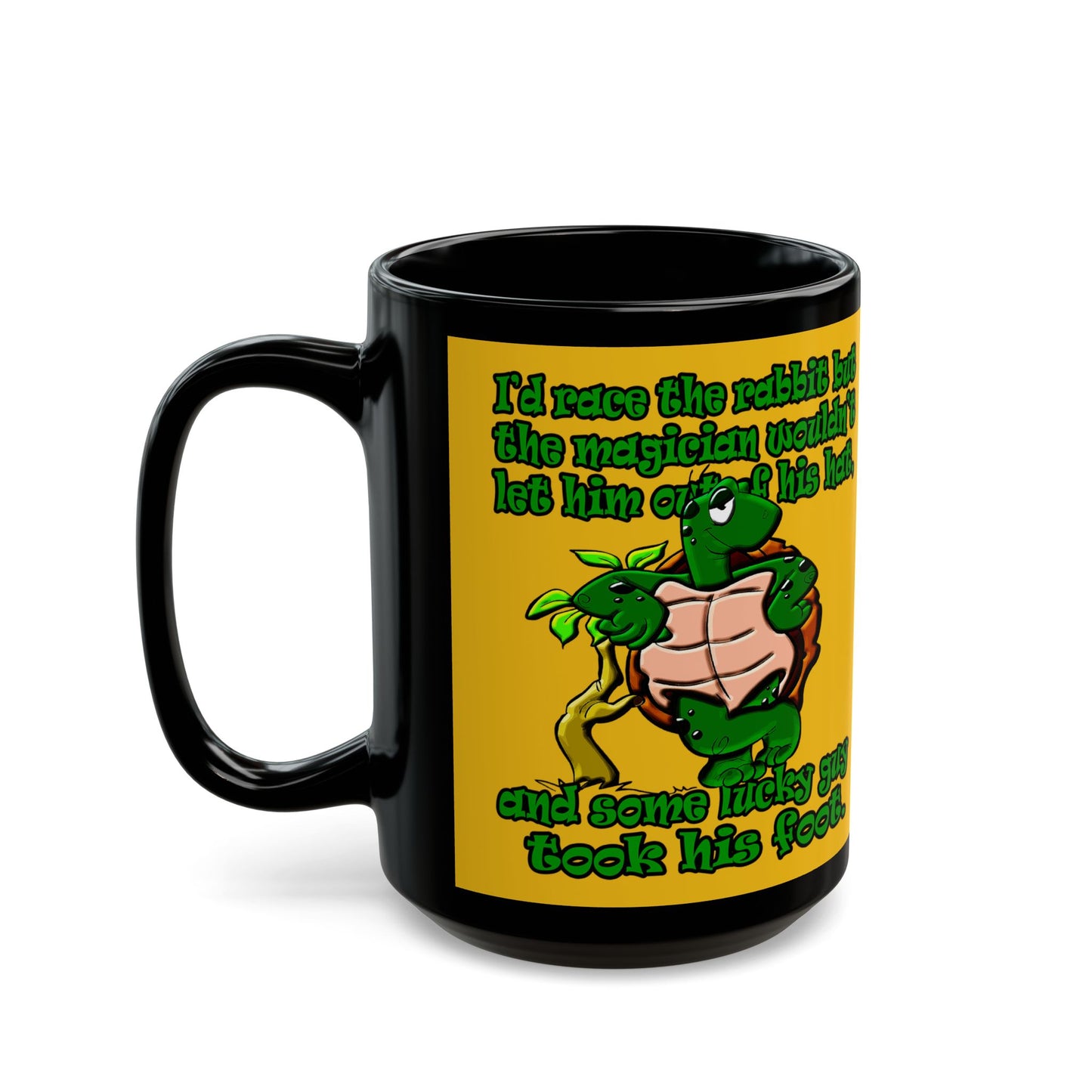 turtle race - Black Mug (yellow)