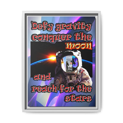 defy conquer reach - framed canvas art (grey-pink wave)