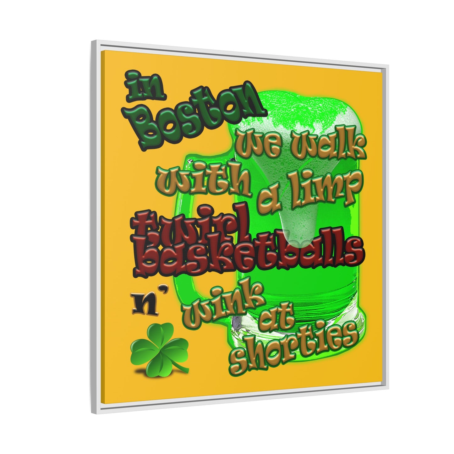celtics logo - framed canvas art (yellow)