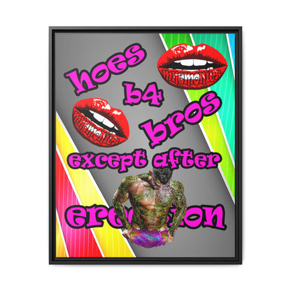 hoes b4 bros - framed canvas art (rainbow split)