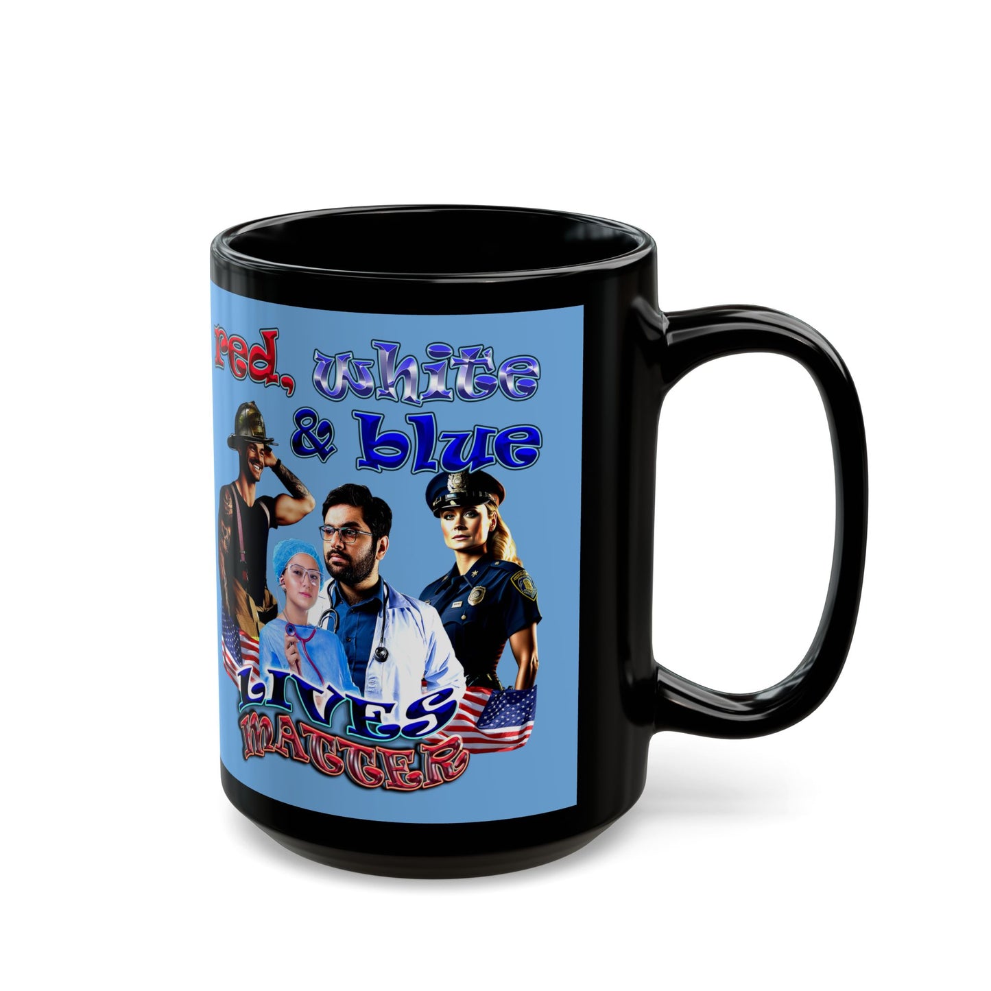 rw&b lives matter - Black Mug (light blue)