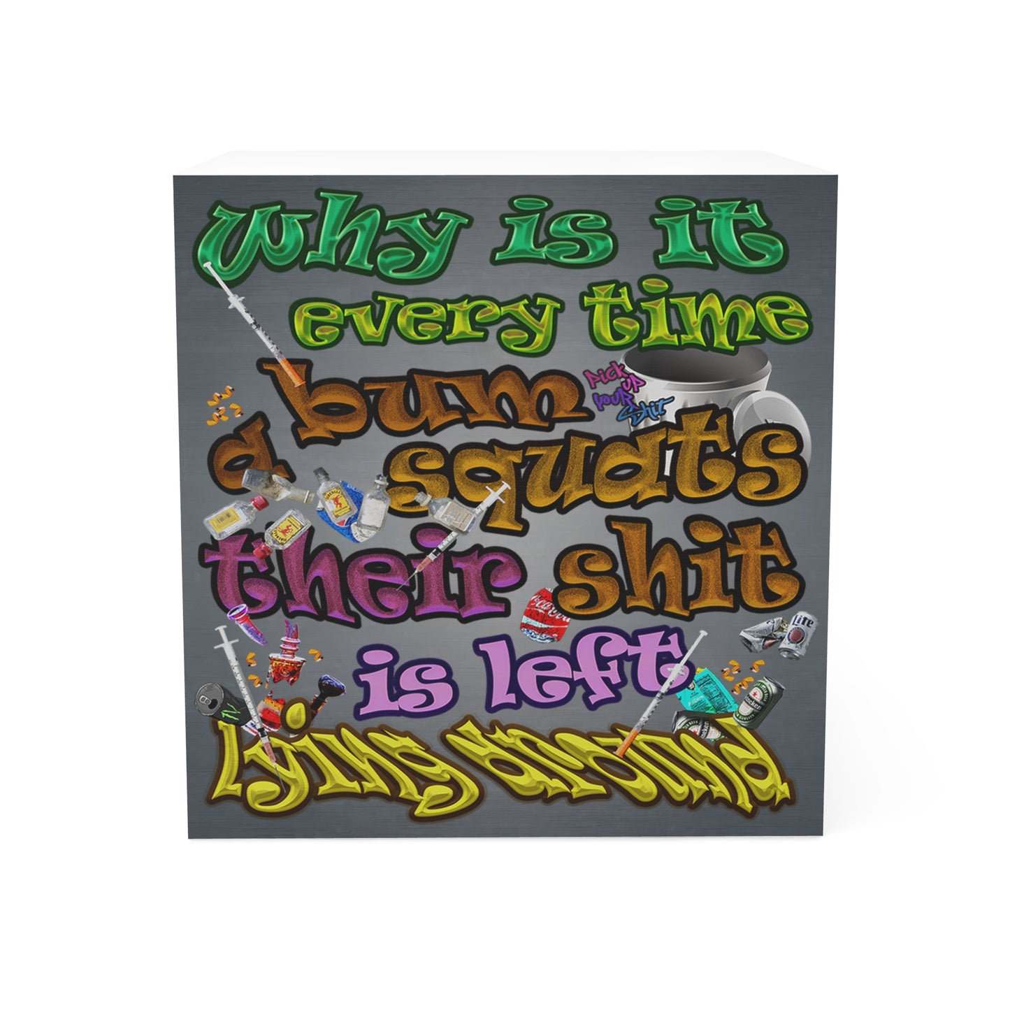 the bum's shit - note cube (grey-light grey)
