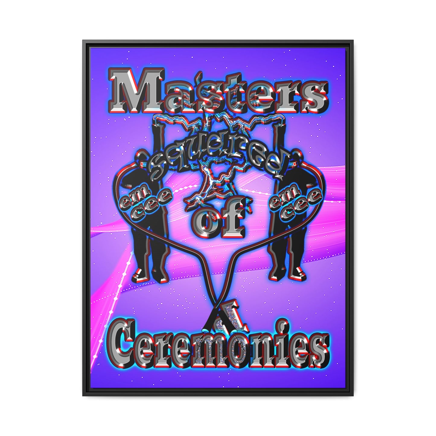em cee squared - framed canvas art (purple-pink wave)