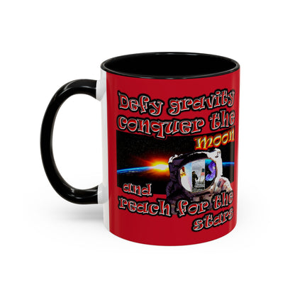 defy conquer reach - Accent Mug (dark red)