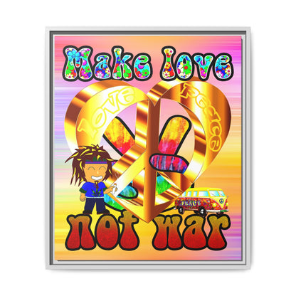 love peace - framed canvas art (color blur)