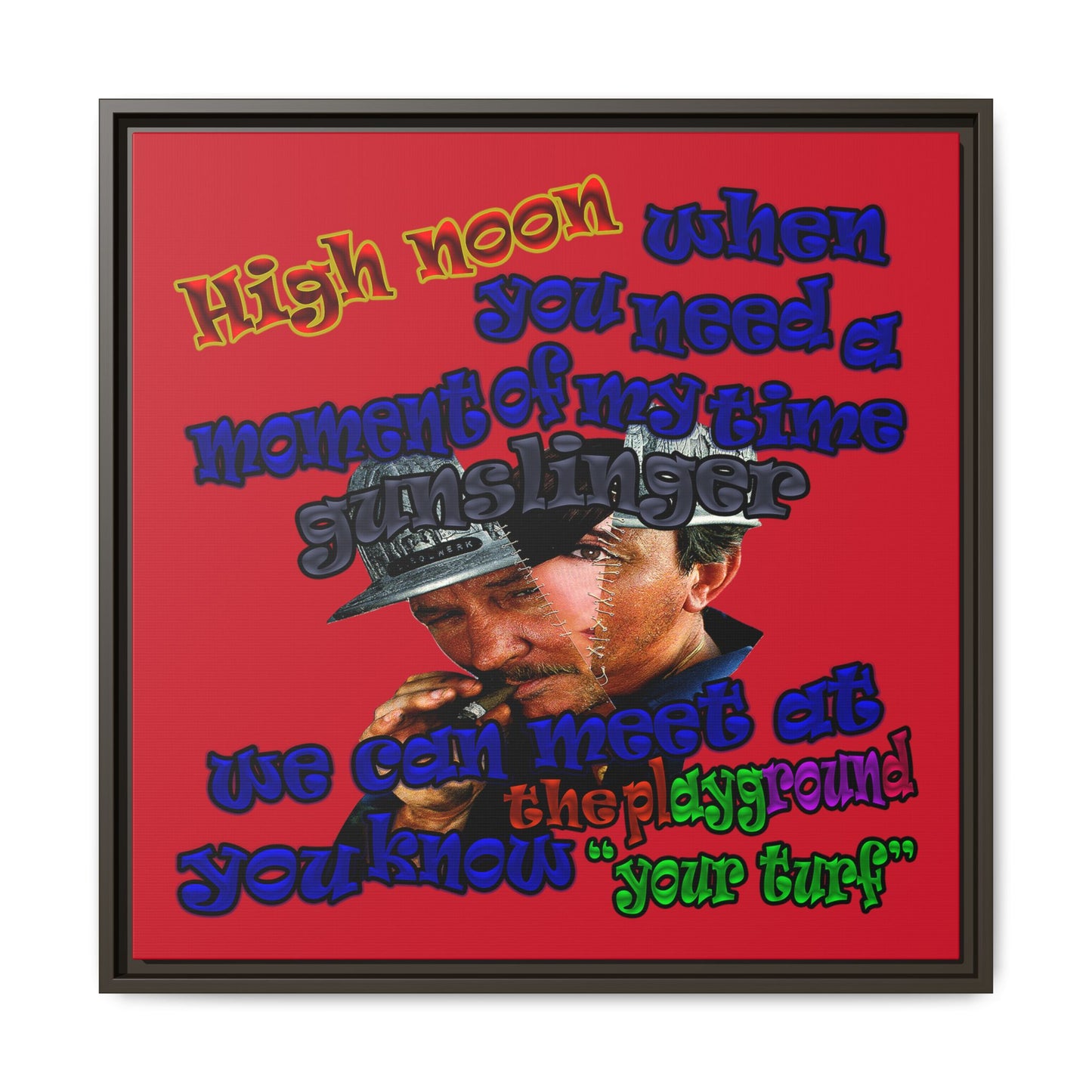 high noon - framed canvas art (dark red)
