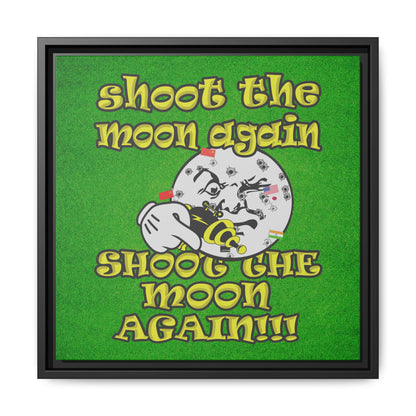 shoot the moon again - framed canvas art (green turf)