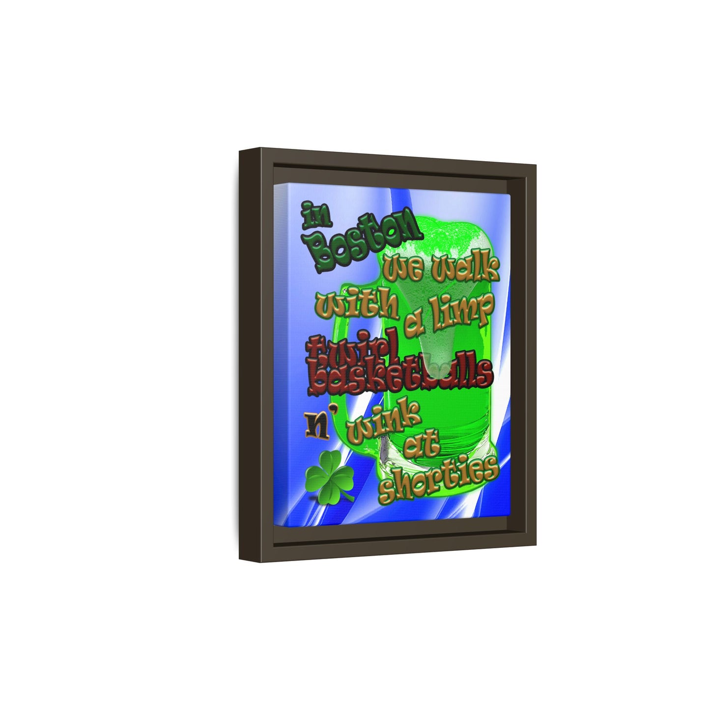 celtics logo - framed canvas art (blue-white wave)