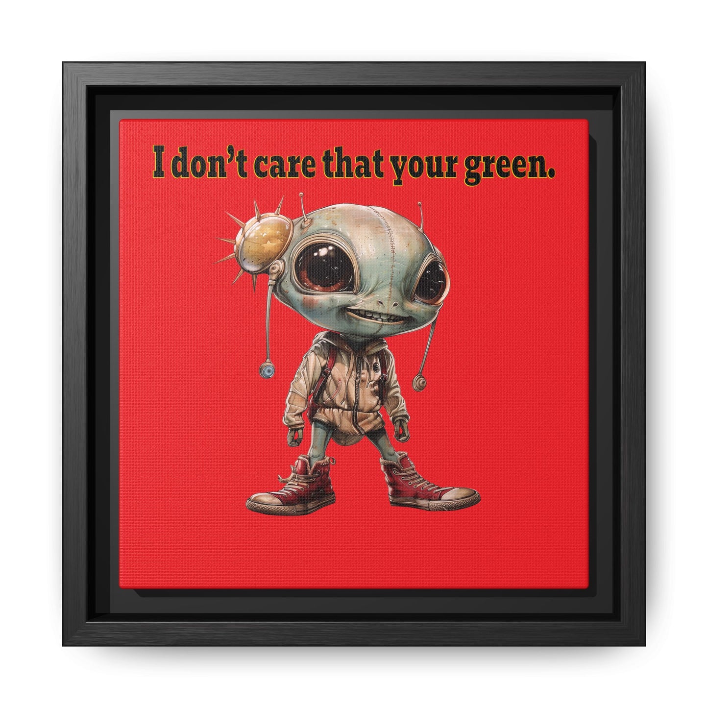 I don't care that your green - framed canvas art (red)