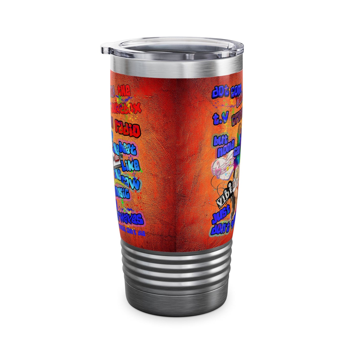drop the beat - Ringneck Tumbler, 20oz  (burnt orange)