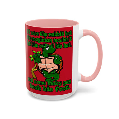 turtle race - Accent Mug (dark red)