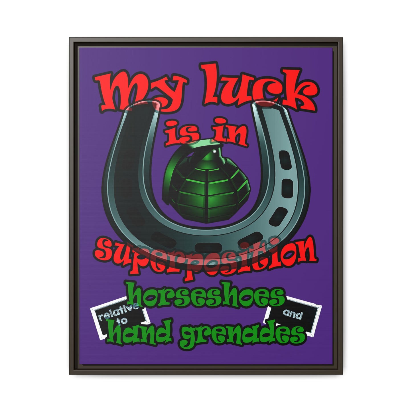my luck - framed canvas art (purple)