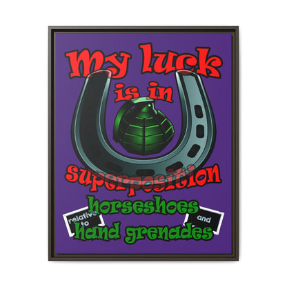 my luck - framed canvas art (purple)
