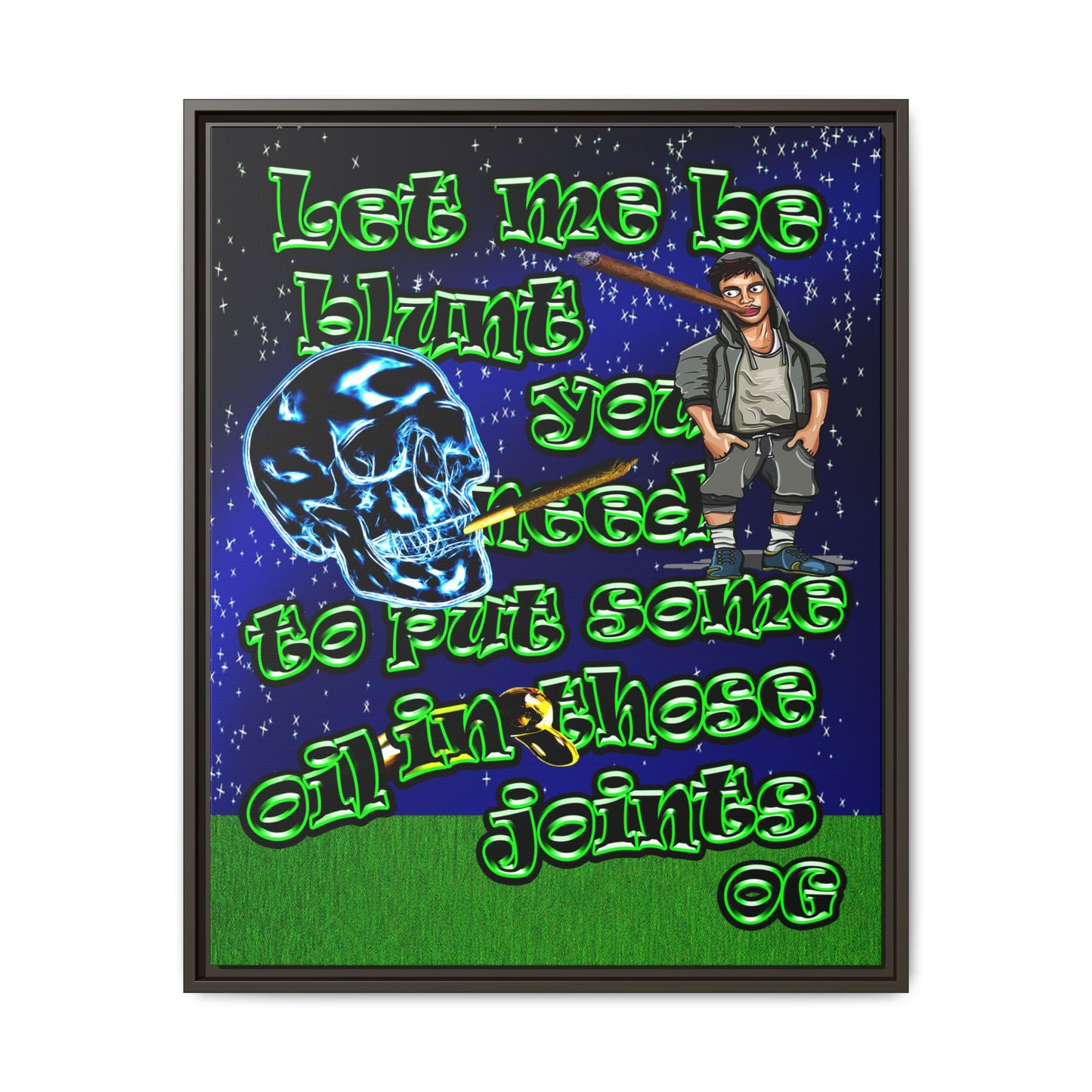og - framed canvas art ('snoops' background)