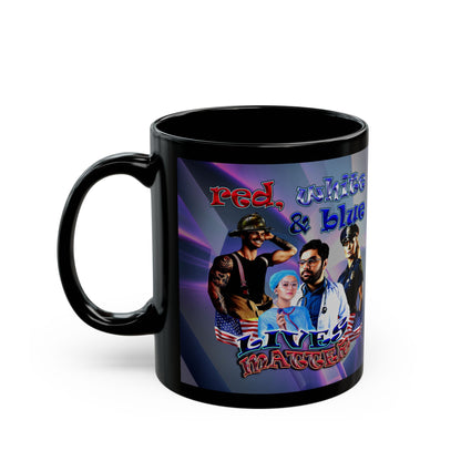 rw&b lives matter - Black Mug (grey-pink wave)