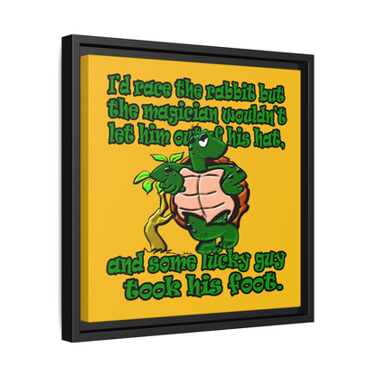 turtle race - framed canvas art (yellow)