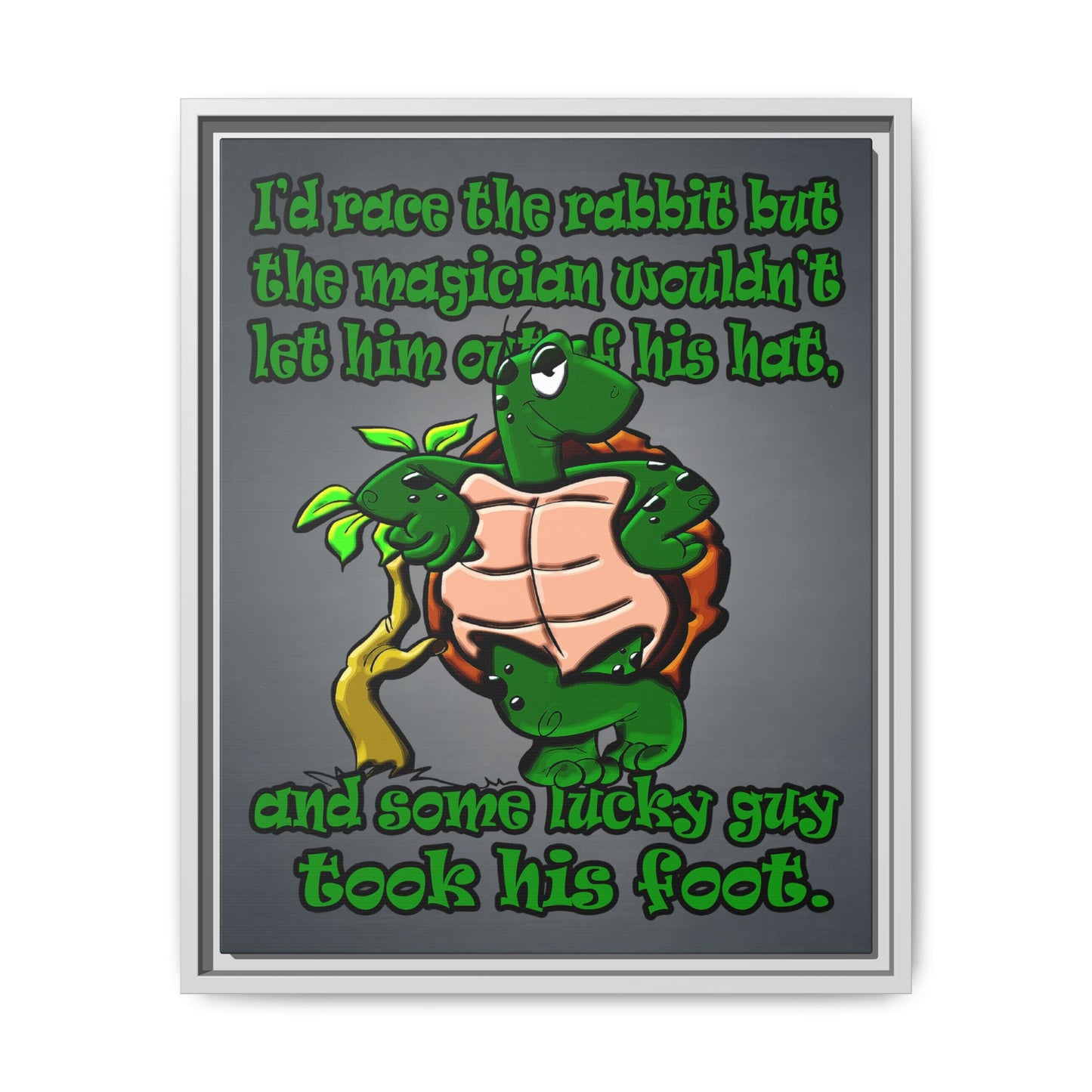 turtle race - framed canvas art (grey-light grey)
