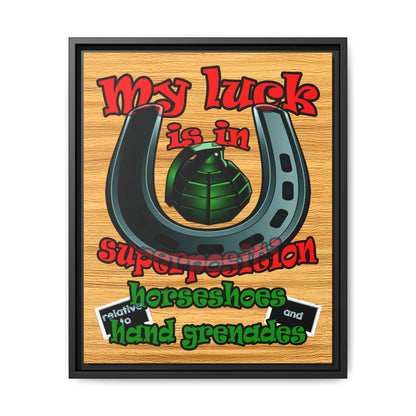 my luck - framed canvas art (butterscotch wood finish)