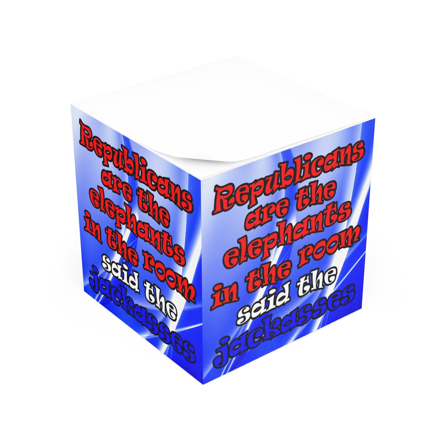 donkeys and elephants - note cube (blue-white wave)