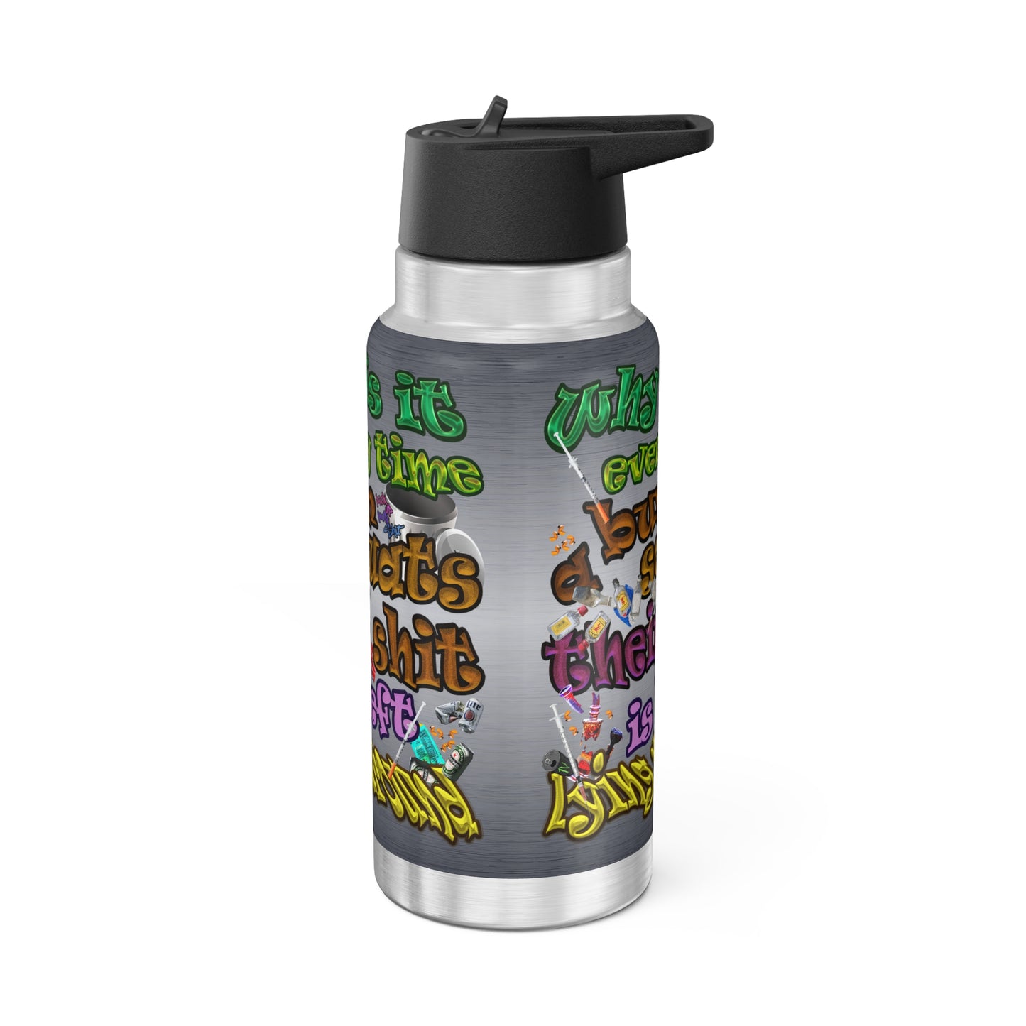 the bum's shit - Gator Tumbler, 32oz (brushed nickel)