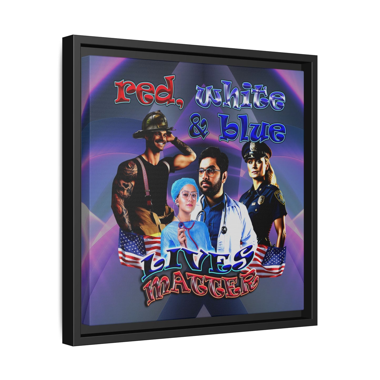 rw&b lives matter - framed canvas art (grey-pink wave)