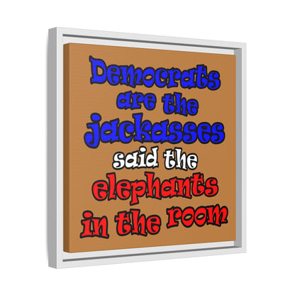 donkeys and elephants - framed canvas art (light brown)