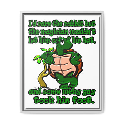 turtle race - framed canvas art (white)