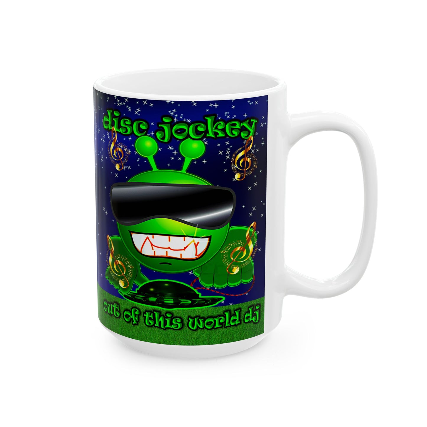 disc jockey - White Mug ('snoops' background)