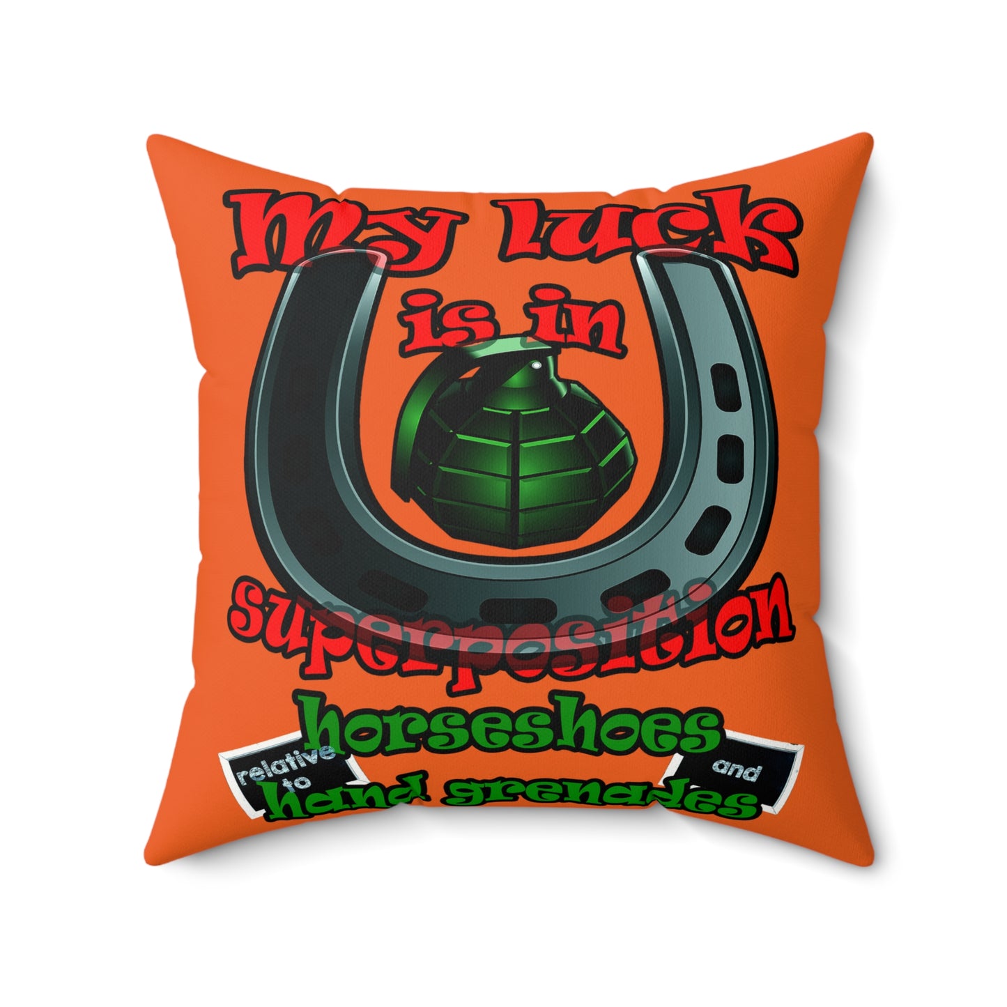 my luck - Faux Suede Square Pillow - (orange)