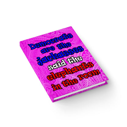 donkeys and elephants - journal-blank (pink swirl)