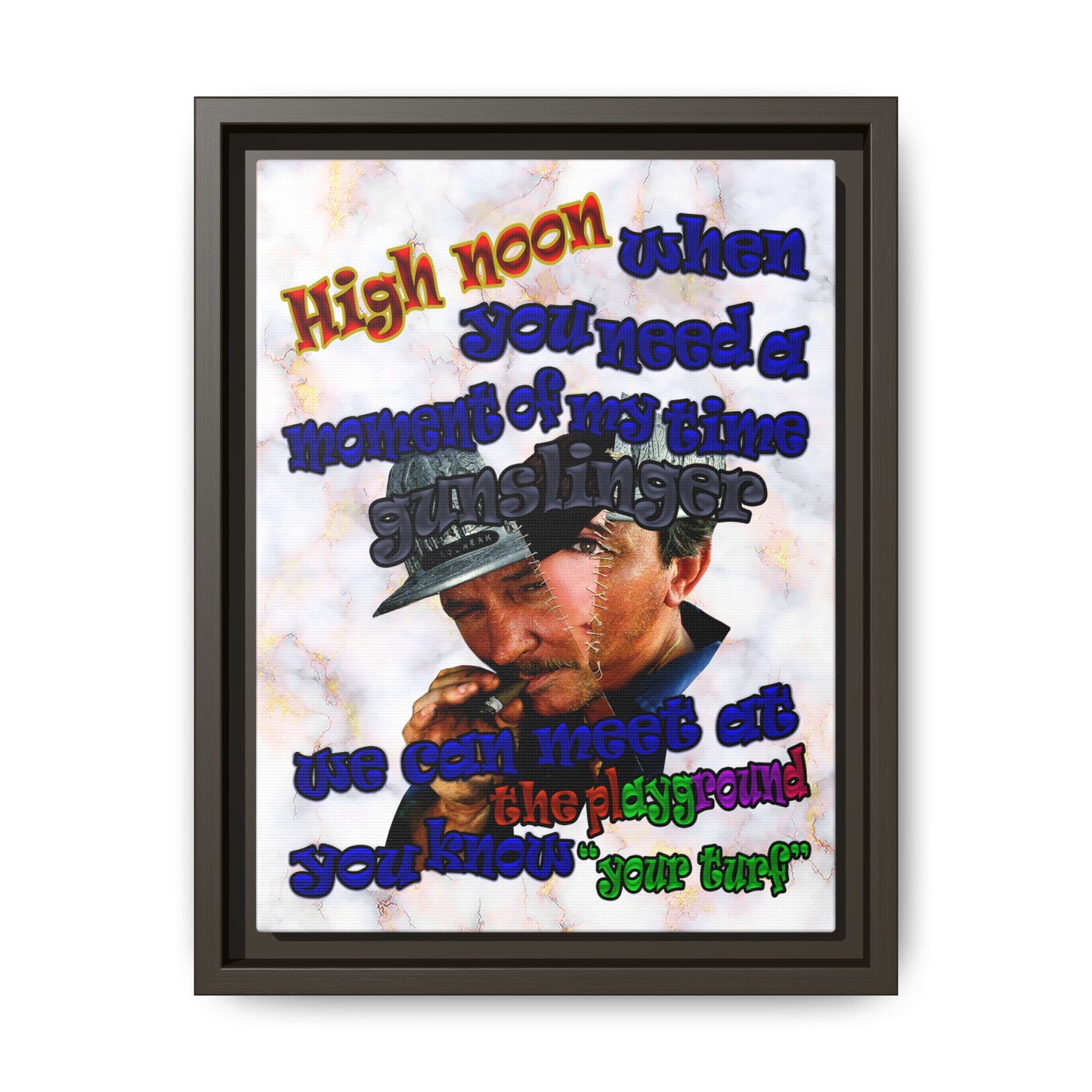 high noon - framed canvas art (white marble)