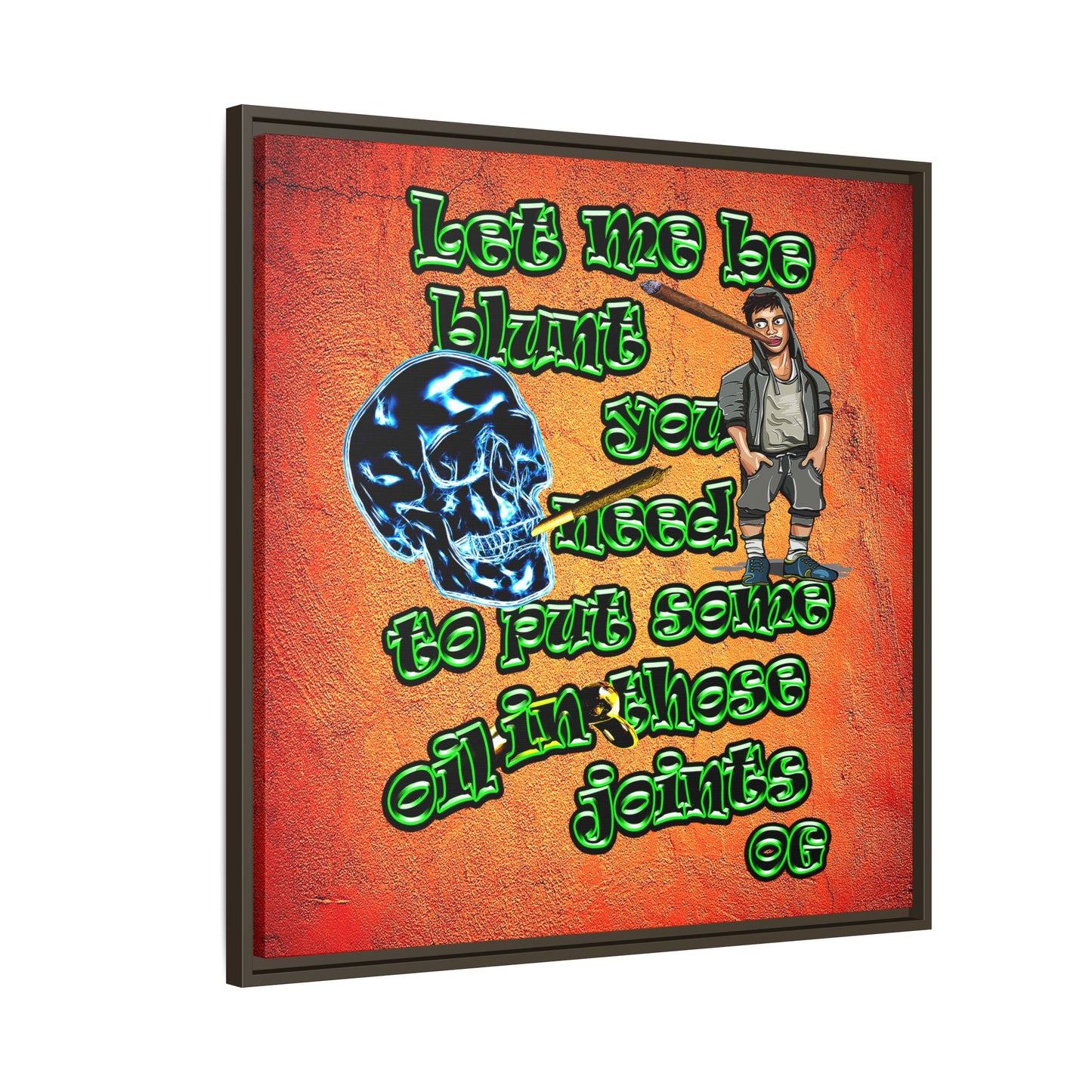 og - framed canvas art (burnt orange)
